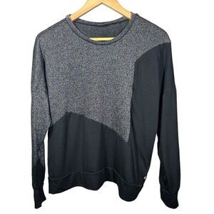 TEREZ Women's Color-Block Metallic Pullover Sweatshirt Black Size Small